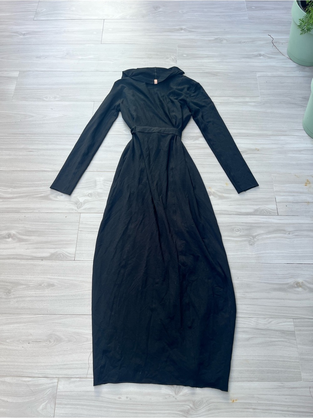 Lunya The Robe Dress Wrap In Black Pima Cotton Size Medium Loungewear Pockets - Picture 6 of 12